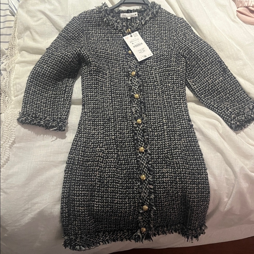 RARE!! ZARA Gray Wool Blend Mini Dress NWT